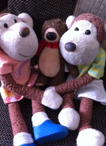 Me, Monkey and Hugless Douglas now just called Douglas cos he's got loads of hugs now hehe 