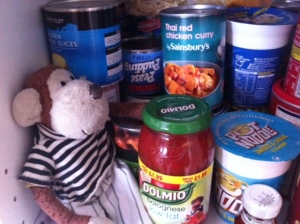 He then went to the cupboards to see what else he could find as he was still very hungry.